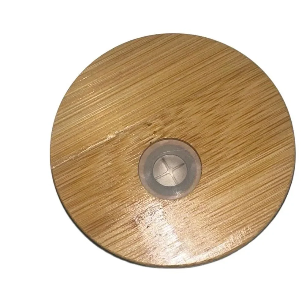 *NEW* Can shaped glasswear w/ wood lid glass straw Motivational Thanks